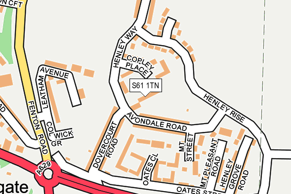 S61 1TN map - OS OpenMap – Local (Ordnance Survey)