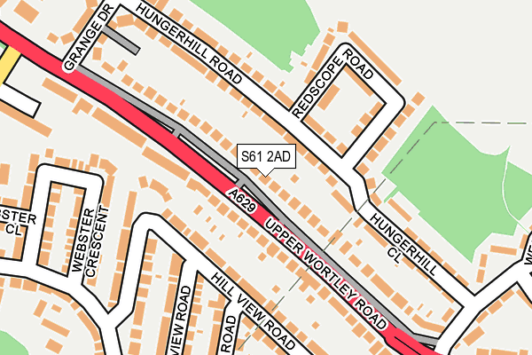 S61 2AD map - OS OpenMap – Local (Ordnance Survey)