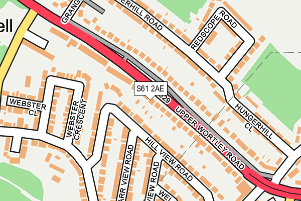 S61 2AE map - OS OpenMap – Local (Ordnance Survey)