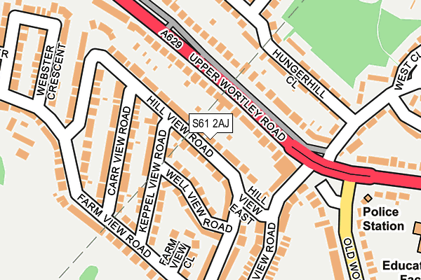 S61 2AJ map - OS OpenMap – Local (Ordnance Survey)