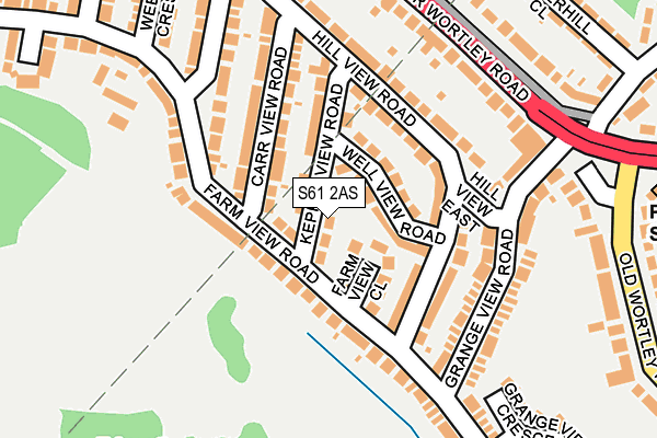 S61 2AS map - OS OpenMap – Local (Ordnance Survey)