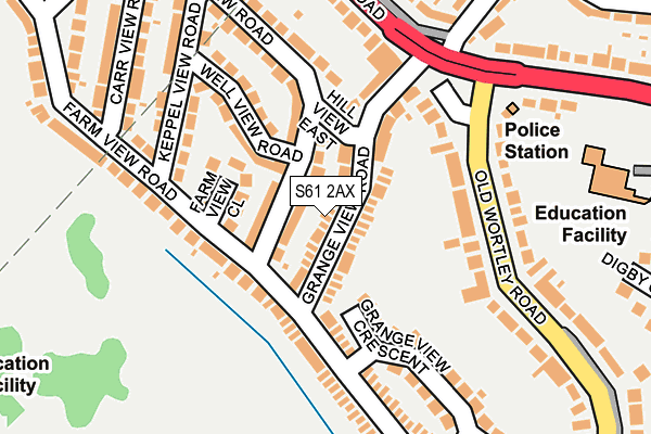 S61 2AX map - OS OpenMap – Local (Ordnance Survey)