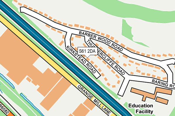 S61 2DA map - OS OpenMap – Local (Ordnance Survey)