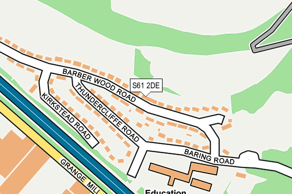S61 2DE map - OS OpenMap – Local (Ordnance Survey)