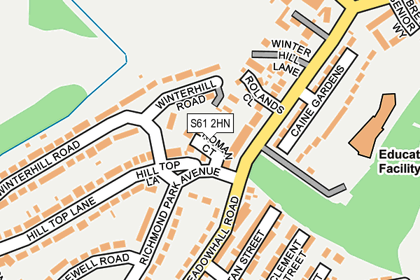 S61 2HN map - OS OpenMap – Local (Ordnance Survey)