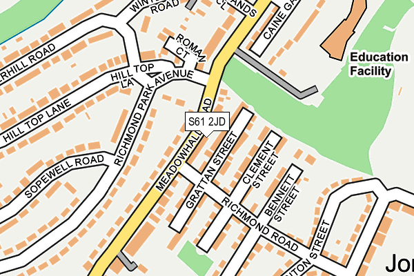 S61 2JD map - OS OpenMap – Local (Ordnance Survey)