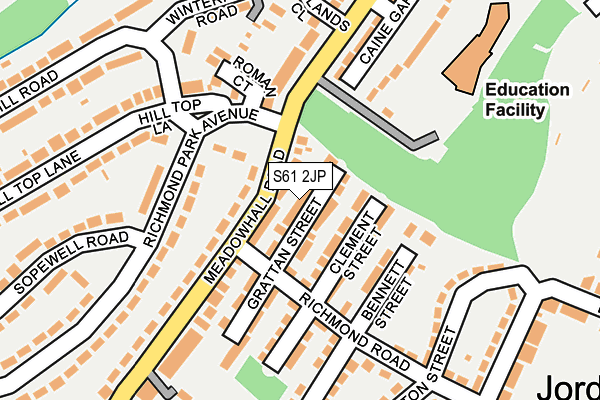 S61 2JP map - OS OpenMap – Local (Ordnance Survey)