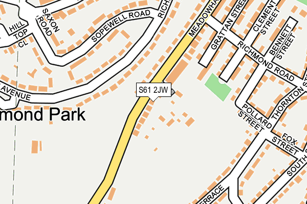 S61 2JW map - OS OpenMap – Local (Ordnance Survey)