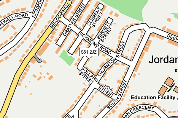 S61 2JZ map - OS OpenMap – Local (Ordnance Survey)