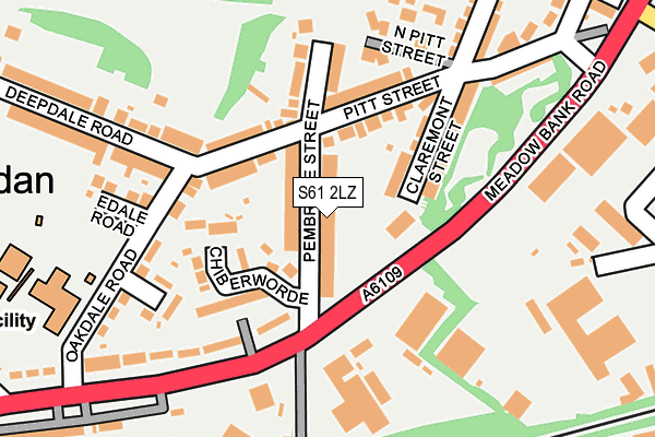 S61 2LZ map - OS OpenMap – Local (Ordnance Survey)
