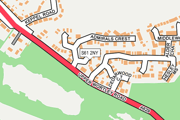 S61 2NY map - OS OpenMap – Local (Ordnance Survey)