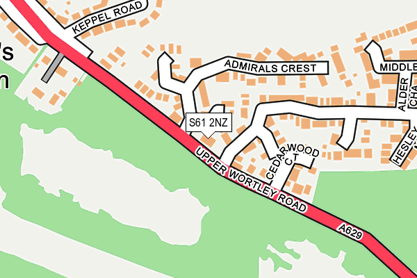 S61 2NZ map - OS OpenMap – Local (Ordnance Survey)