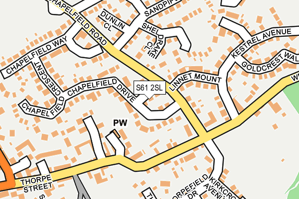S61 2SL map - OS OpenMap – Local (Ordnance Survey)