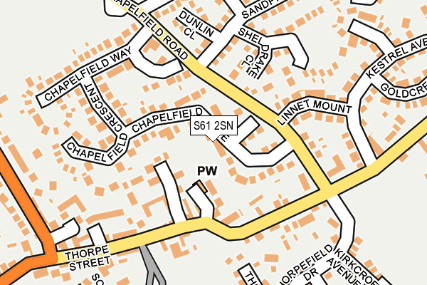 S61 2SN map - OS OpenMap – Local (Ordnance Survey)