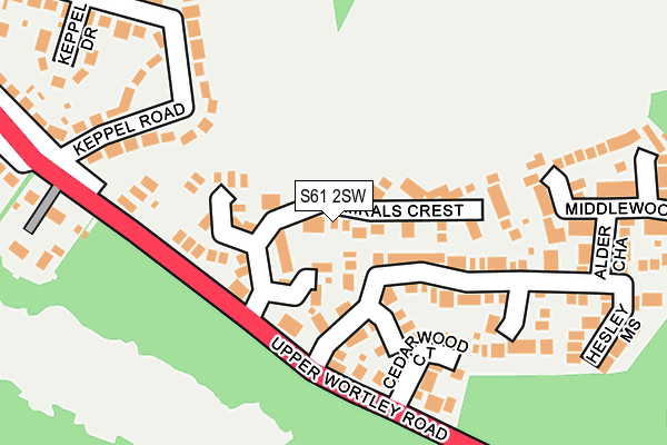 S61 2SW map - OS OpenMap – Local (Ordnance Survey)