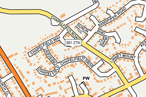 S61 2TN map - OS OpenMap – Local (Ordnance Survey)