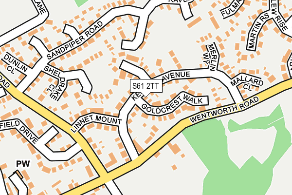 S61 2TT map - OS OpenMap – Local (Ordnance Survey)