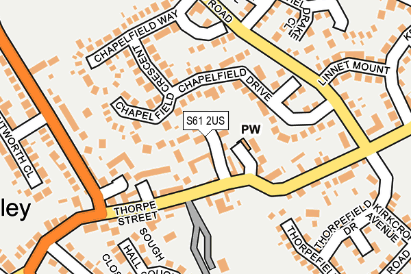 S61 2US map - OS OpenMap – Local (Ordnance Survey)