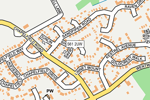 S61 2UW map - OS OpenMap – Local (Ordnance Survey)