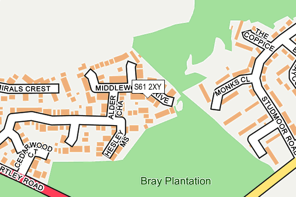 S61 2XY map - OS OpenMap – Local (Ordnance Survey)