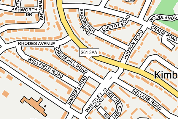 S61 3AA map - OS OpenMap – Local (Ordnance Survey)