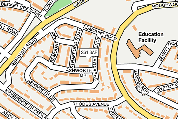 S61 3AF map - OS OpenMap – Local (Ordnance Survey)