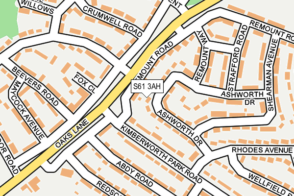 S61 3AH map - OS OpenMap – Local (Ordnance Survey)