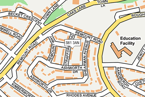 S61 3AN map - OS OpenMap – Local (Ordnance Survey)