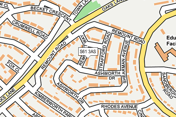 S61 3AS map - OS OpenMap – Local (Ordnance Survey)