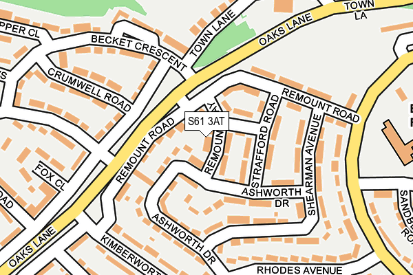 S61 3AT map - OS OpenMap – Local (Ordnance Survey)