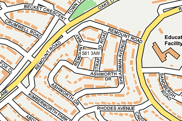 S61 3AW map - OS OpenMap – Local (Ordnance Survey)