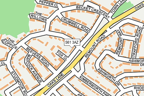 S61 3AZ map - OS OpenMap – Local (Ordnance Survey)