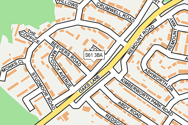 S61 3BA map - OS OpenMap – Local (Ordnance Survey)
