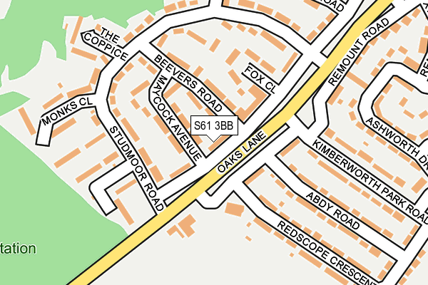 S61 3BB map - OS OpenMap – Local (Ordnance Survey)