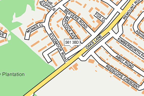 S61 3BD map - OS OpenMap – Local (Ordnance Survey)