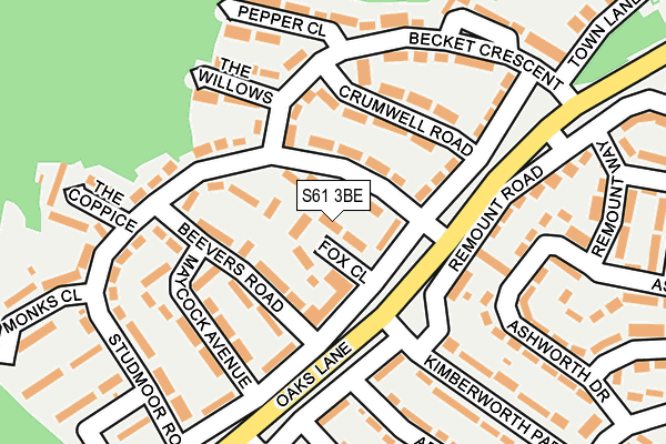 S61 3BE map - OS OpenMap – Local (Ordnance Survey)