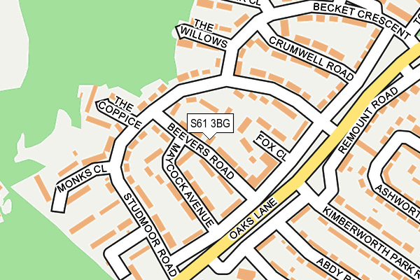 S61 3BG map - OS OpenMap – Local (Ordnance Survey)