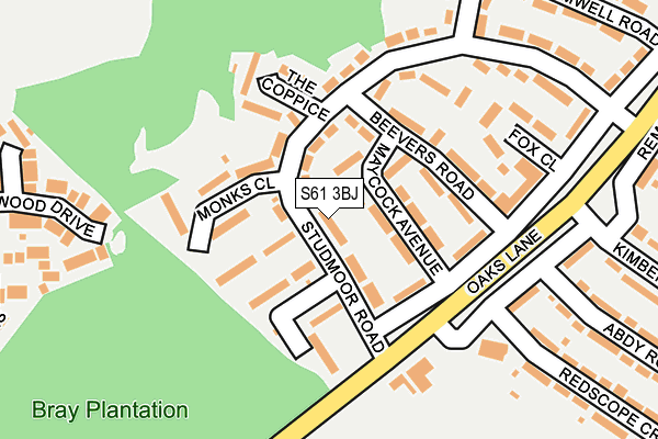 S61 3BJ map - OS OpenMap – Local (Ordnance Survey)