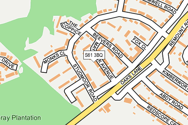 S61 3BQ map - OS OpenMap – Local (Ordnance Survey)