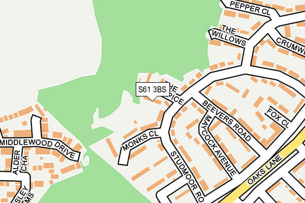 S61 3BS map - OS OpenMap – Local (Ordnance Survey)