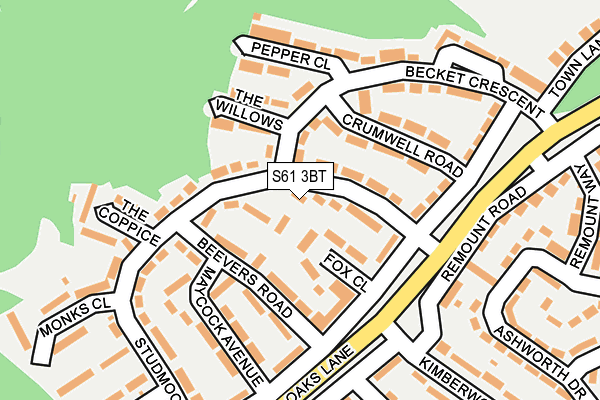 S61 3BT map - OS OpenMap – Local (Ordnance Survey)