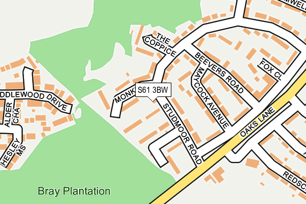 S61 3BW map - OS OpenMap – Local (Ordnance Survey)