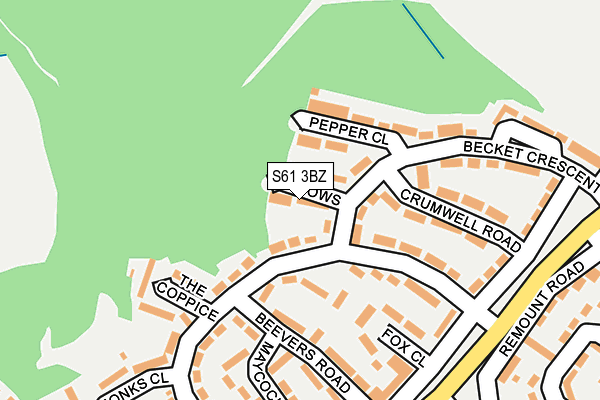 S61 3BZ map - OS OpenMap – Local (Ordnance Survey)