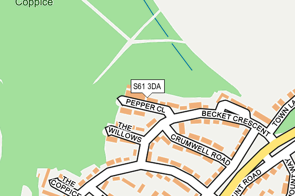 S61 3DA map - OS OpenMap – Local (Ordnance Survey)