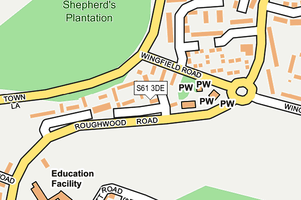 S61 3DE map - OS OpenMap – Local (Ordnance Survey)