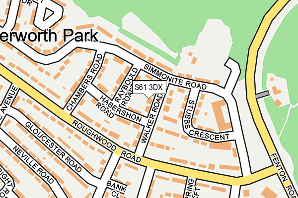 S61 3DX map - OS OpenMap – Local (Ordnance Survey)