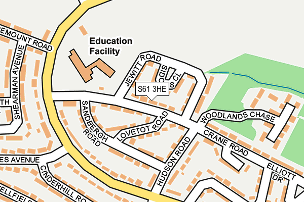 S61 3HE map - OS OpenMap – Local (Ordnance Survey)