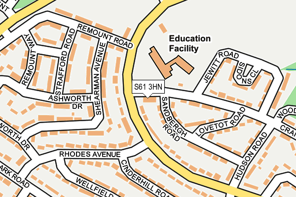 S61 3HN map - OS OpenMap – Local (Ordnance Survey)