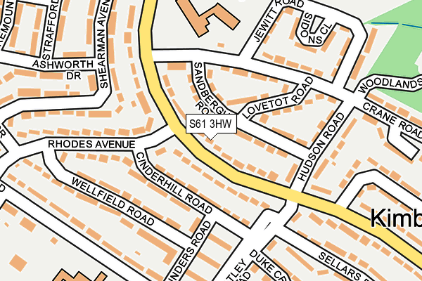 S61 3HW map - OS OpenMap – Local (Ordnance Survey)