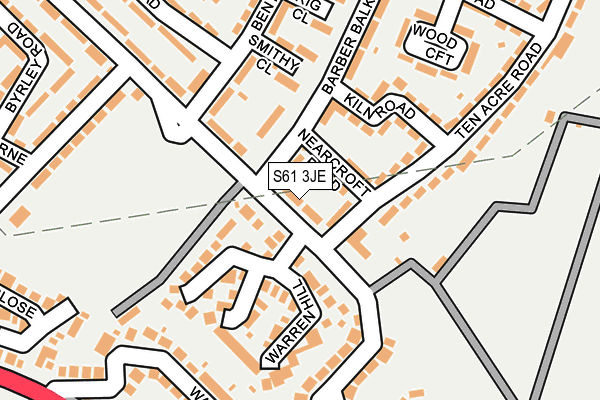 S61 3JE map - OS OpenMap – Local (Ordnance Survey)